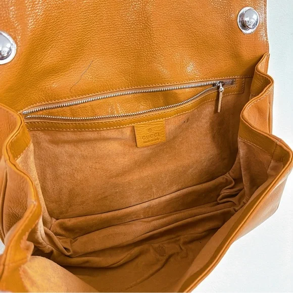 Gucci Tom Ford Blondie RARE Orange GG Logo Monogram Medium Satchel Flap Bag - Picture 9 of 11